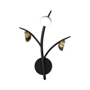 Image of 3 Light Wall Lamp, 3 x 3W LED, 3000K, 495lm, Black, Antique Brass - Luminosa Lighting