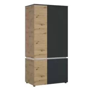 Image of Luci 4 Door Wardrobe (including LED Lighting) In Platinum And Oak Effect