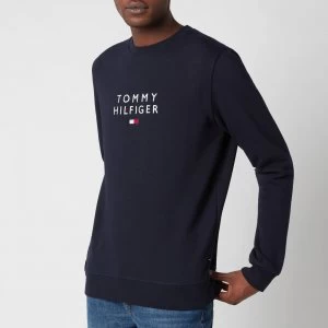 Image of Tommy Hilfiger Mens Stacked Flag Crewneck Sweatshirt - Desert Sky - M