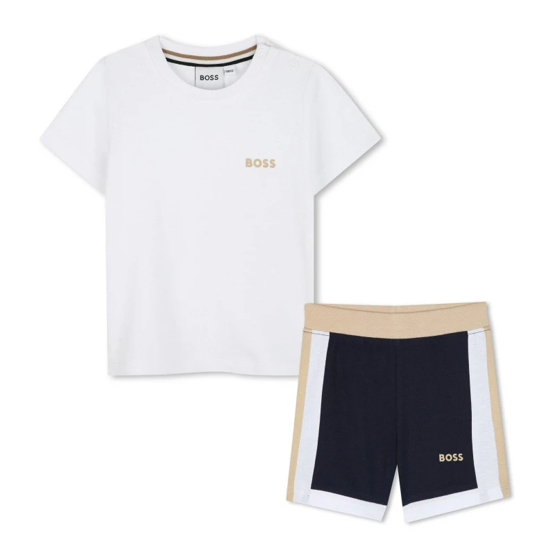 Image of Boss Kids Soft Fabric T-Shirt and Shorts Set White 10P male 3Y