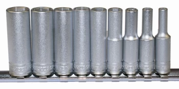 Image of Teng Tools M1407 9pc 1/4" Drive Deep 6 Point Socket Set on Clip Rail 4-13mm