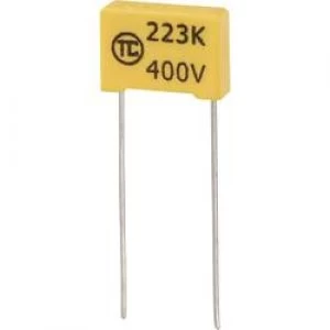 Image of MKS thin film capacitor Radial lead 0.022 uF 400 Vdc 5 10 mm L x W x H 13 x 4 x 9mm