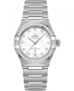 Image of Omega Constellation Manhattan Chronometer 29mm Mother of Pearl Dial Diamond Stainless Steel Womens Watch 131.15.29.20.55.001 131.15.29.20.55.001