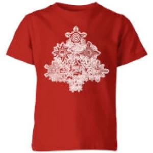 Image of Marvel Shields Snowflakes Kids Christmas T-Shirt - Red - 3-4 Years