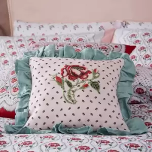 Image of Cath Kidston Cherished Embroidered Cushion, Rose