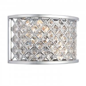 Image of 2 Light Indoor Wall Light Chrome with Crystal, E14