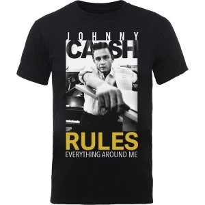 Image of Johnny Cash - Rules Everything Unisex Small T-Shirt - Black