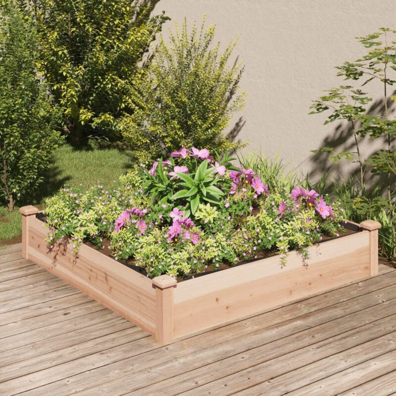 Image of vidaXL Garden Raised Bed w/ Liner 120x120x25cm, Brown 364292