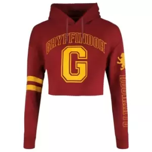 Image of Harry Potter Womens/Ladies College Gryffindor Crop Hoodie (XL) (Maroon)