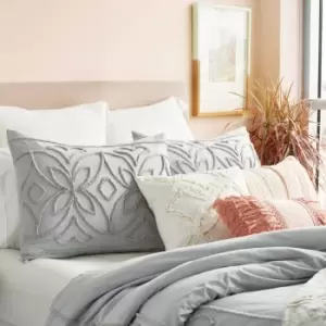 Image of Peri Home Chenille Border Double Duvet Cover, Grey