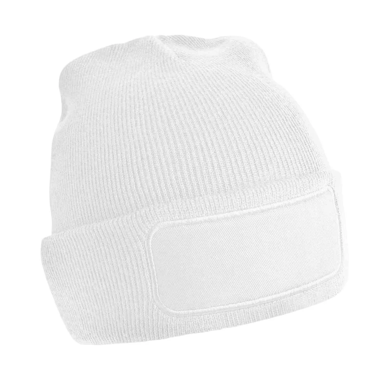 Image of Beechfield Beechfield Men Patch Beanie in White White One Size Male 5063527292537