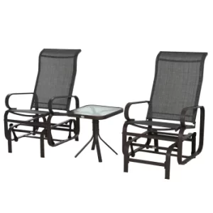 Image of Outsunny 3 piece Outdoor Swing Chair with Tea Table Set, Patio Garden Rocking Furniture