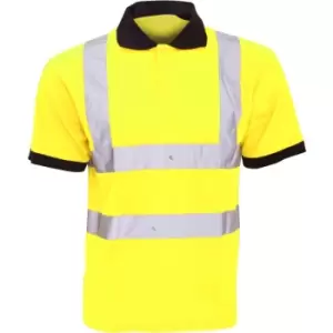 Image of Yoko Hi-Vis Short Sleeve Polo Shirt / Mens Workwear (Pack of 2) (2XL) (Hi-Vis Yellow) - Hi-Vis Yellow