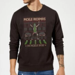 Image of Rick and Morty Pickle Rick Christmas Sweatshirt - Black