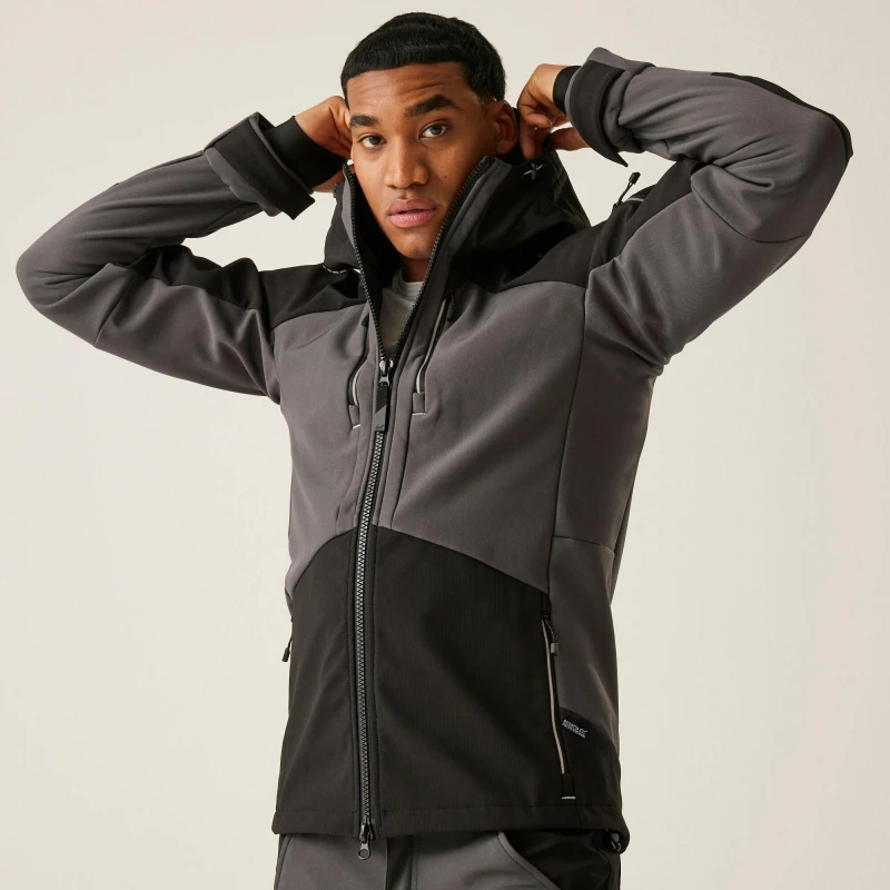 Image of Regatta Mens 4Tex Stretch 3 Layer Softshell Jacket Slate Grey Blac male S