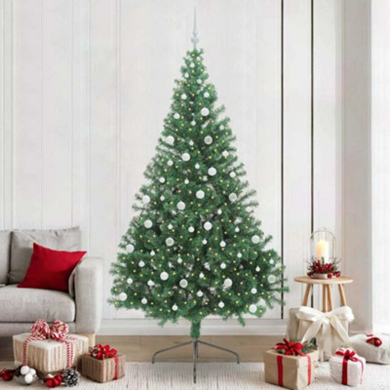 Image of Vidaxl Artificial Pre-Lit Christmas Tree Green 240 Cm Pvc