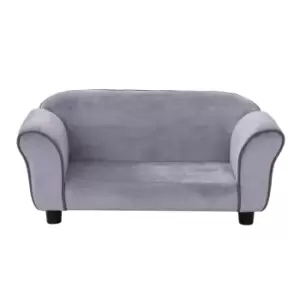 Image of PawHut Pet Sofa W/ Comfortable Wooden Enchanted Plush Foam & Soft Cushion - Grey