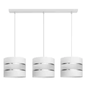 Image of Helen Straight Bar Pendant Ceiling Light White, Silver 65cm