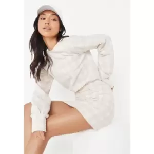 Image of Missguided High Neck Ls Mini Dress Boucle - Cream