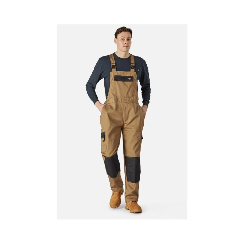 Image of Dickies Mens Everyday Bib And Brace Coverall Overall Small Antique Penny/Black DIC023-KHKII-S