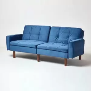 Image of Murphy Velvet Sofa Bed with Armrests, Navy - Navy - Homescapes
