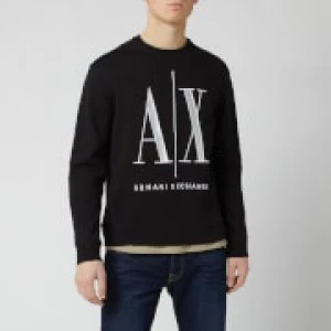 Image of Armani Exchange AX Large Embroidered Logo Sweatshirt Black Size S Men