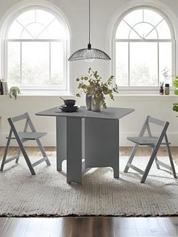 Image of Julian Bowen Gatan Grey Foldaway Dining Table with 2 Chairs