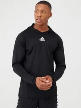 Image of Adidas Training 3 Stripe+ Overhead Hoodie - Black