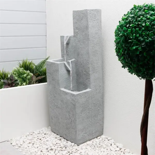 Image of Streetwize Solar Water Feature Cubic Falls - Grey One Size