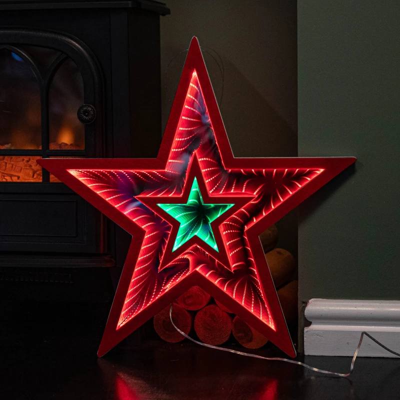 Image of 47cm Light up Star Infinity Christmas Decoration with Red and Green LEDs