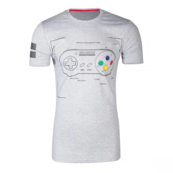 Image of Nintendo - Snes Controller Super Power Mens X-Large T-Shirt - Grey