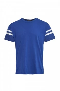 Image of Mens French Connection 24S Tipping Stripe T Shirt Blue