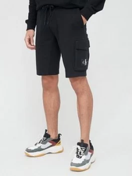 Image of Calvin Klein Jeans Monogram Badge Jersey Shorts - Black