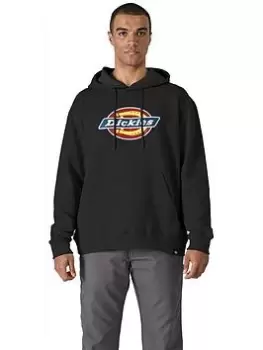 Image of Dickies Logo Graphic Fleece Hoodie, Black, Size L, Men