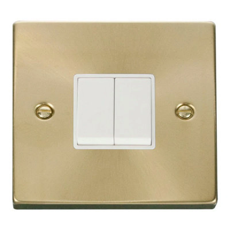Image of SE Home Satin / Brushed Brass 10A 2 Gang 2 Way Light Switch Gold unisex