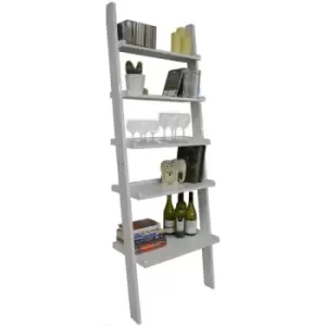 Image of OATES - Ladder 5 Tier Wall Leaning Storage Shelves - Gloss White - Gloss White