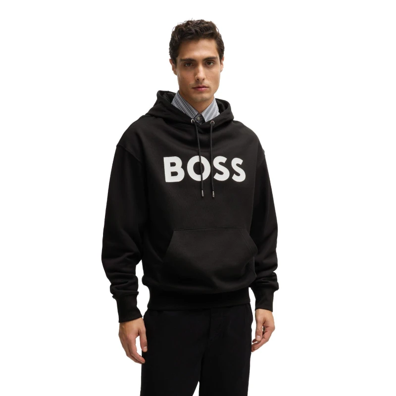 Image of Boss Mens Sullivan Short Sleeve Pull Over Hoodie Black male S