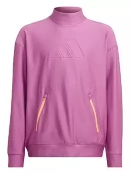 Image of Boys, adidas Junior Girls 3 Cold Ready Training Icons Crew Sweat, Bright Purple, Size 11-12 Years