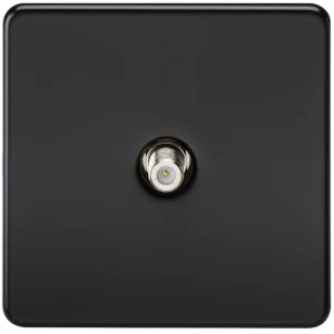 Image of KnightsBridge SAT TV Outlet 1G Screwless Matt Black Non-Isolated Wall Plate