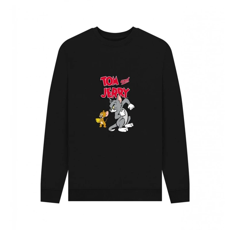 Image of Tom & Jerry Mens Cheese Sweatshirt in Black Size: Small Black Male S