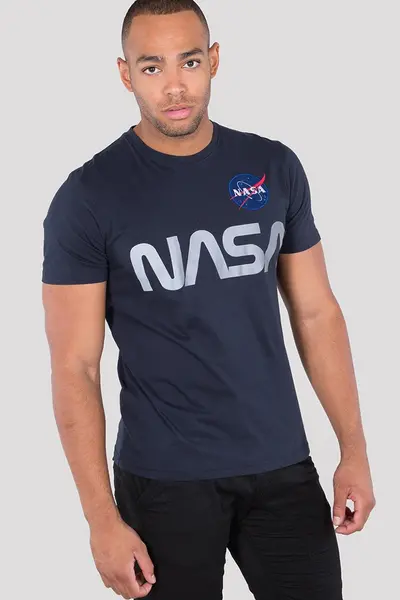 Image of Alpha Industries NASA Reflective T-Shirt, blue, Size M
