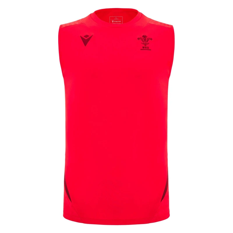 Image of Macron Wales Rugby Sleeveless Training Shirt 2025 Adults Red male Small