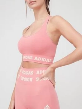 Image of Adidas Medium Support Aeroknit Seamless Sports Bra - Pink
