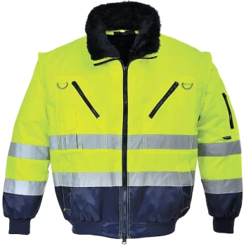 Image of Portwest - PJ50YNRM - sz M Hi-Vis 3-in-1 Pilot Jacket - Yellow/Navy