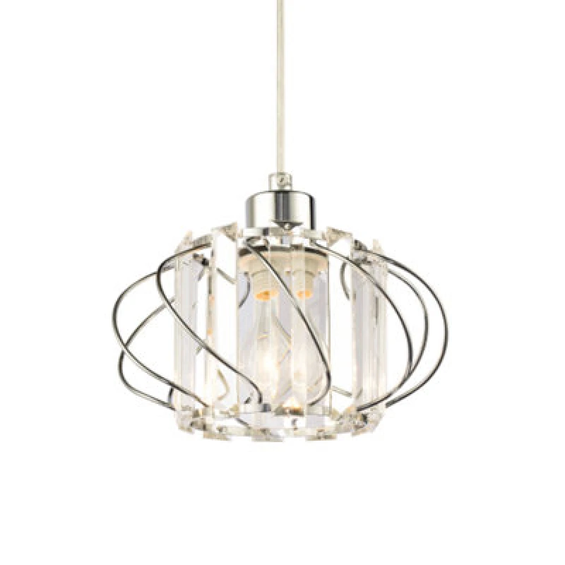 Image of Happy Homewares Modern Pendant Lamp Shade With Clear Acrylic Rectangular Prims And Chrome Frame