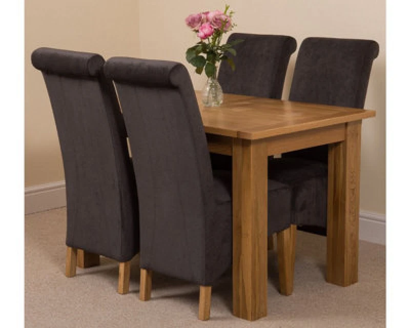 Image of Thats Furniture Hampton 120-160cm Oak Extending Dining Table & 4 Montana Fabric Chairs in Black Unisex