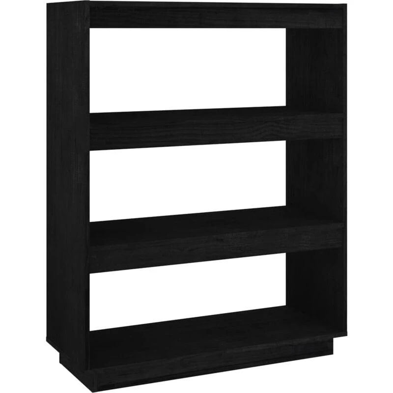 Image of Vidaxl Book Cabinet/Room Divider Black 80X35X103cm Solid Pinewood, Black 810888