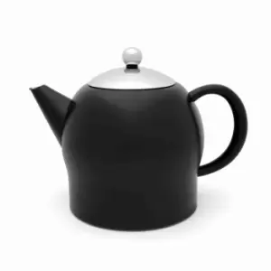 Image of Bredemeijer Teapot Double Wall Minuet Santhee Design 1.4L In Matt Black With Silver Lid
