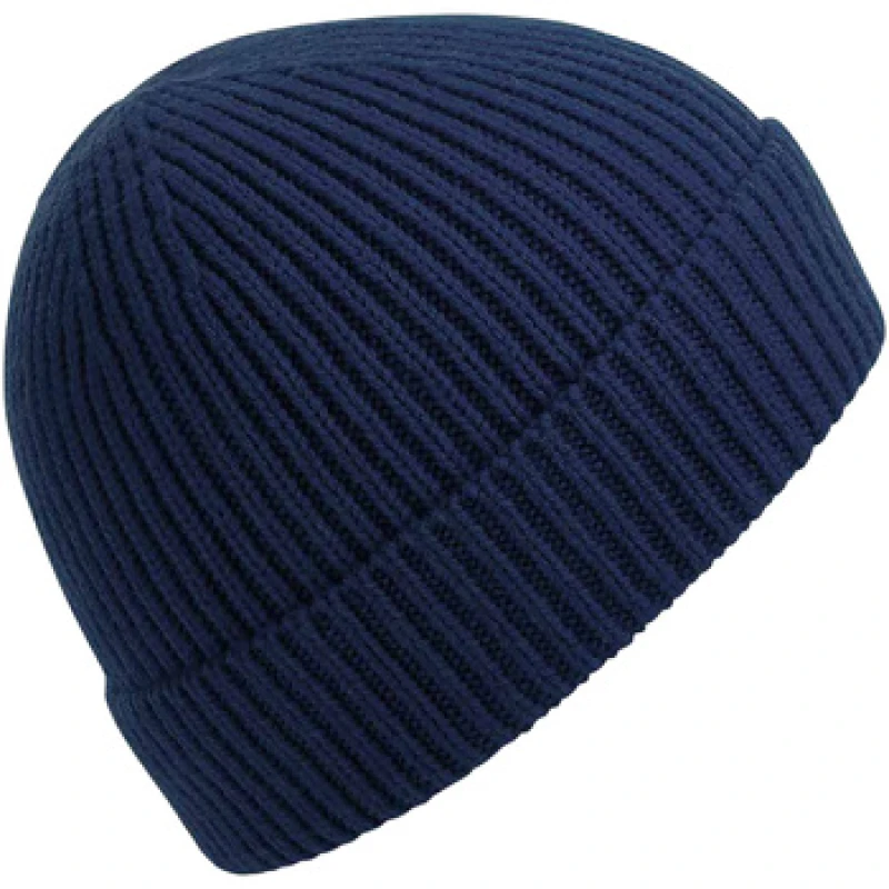 Image of Beechfield Beechfield Men Engineered Knit Ribbed Beanie in Navy Navy One Size Male 5059444612848