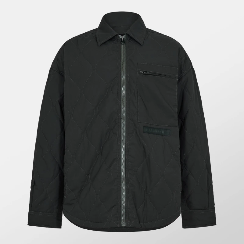 Image of G Star Mens Postino Quilted Cotton Oversized Overshirt Dk Black male Medium